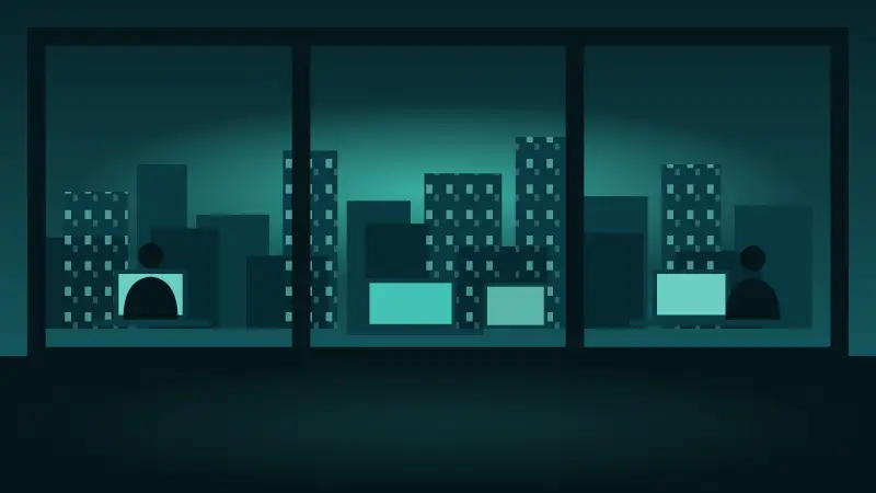Illustration: A night newsroom skyline