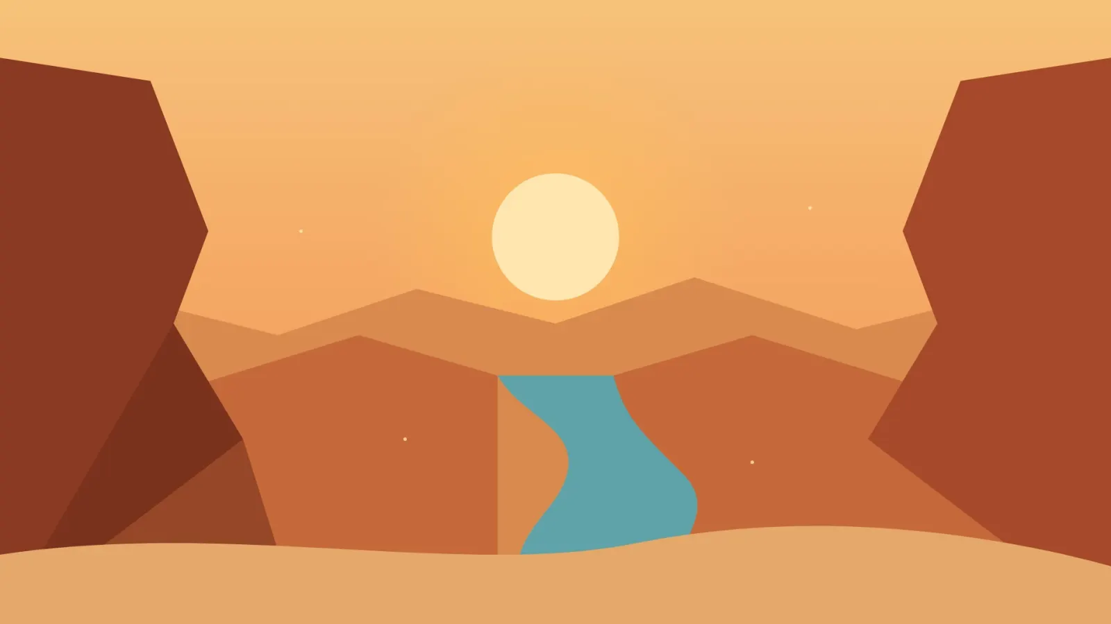 Illustration of a desert canyon at golden hour on a television